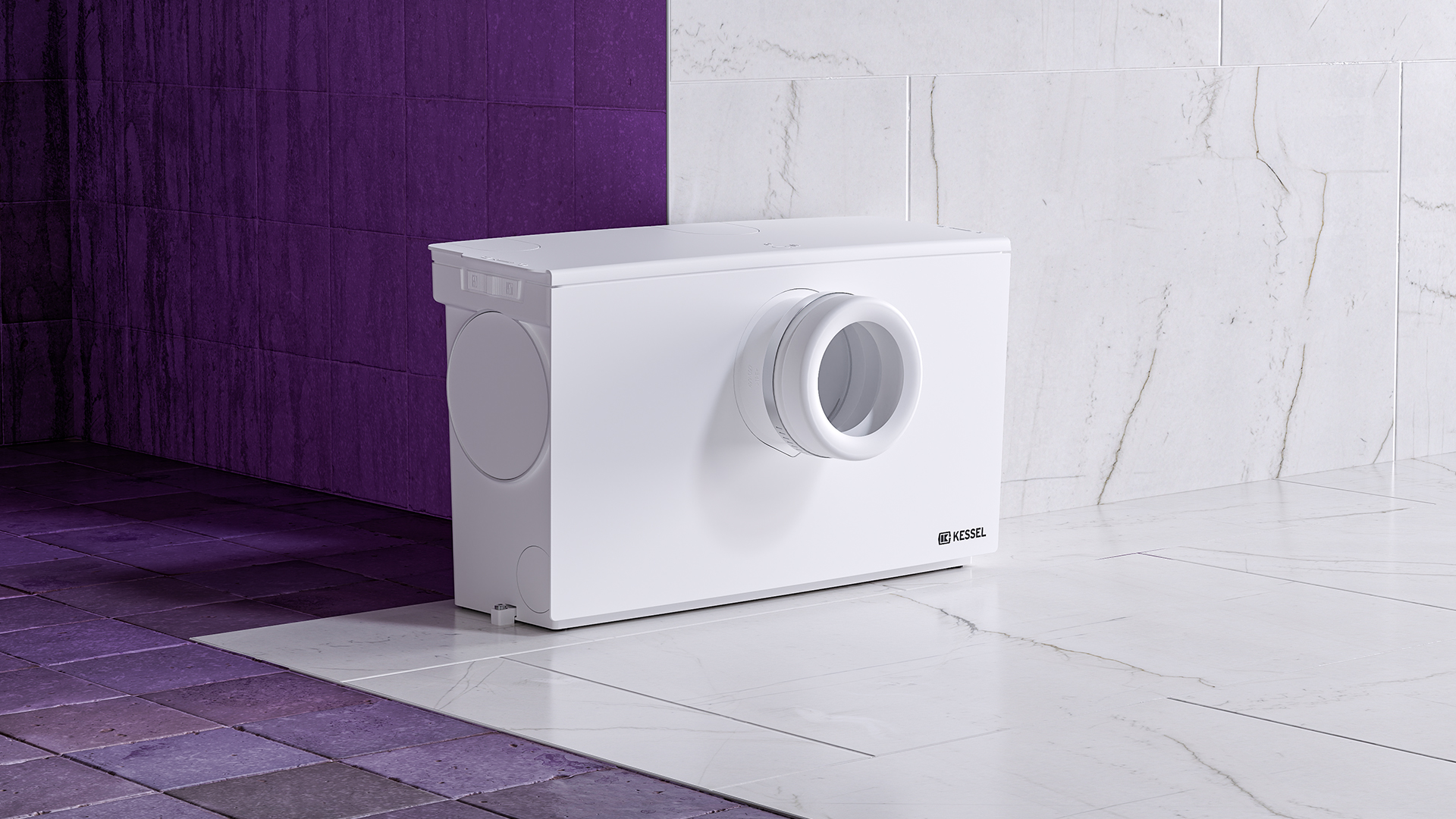 Alt versus neu Kleinhebeanlage Minilift an der Nahtstelle zwischen einem alten Raum und einem sanierten Raum.