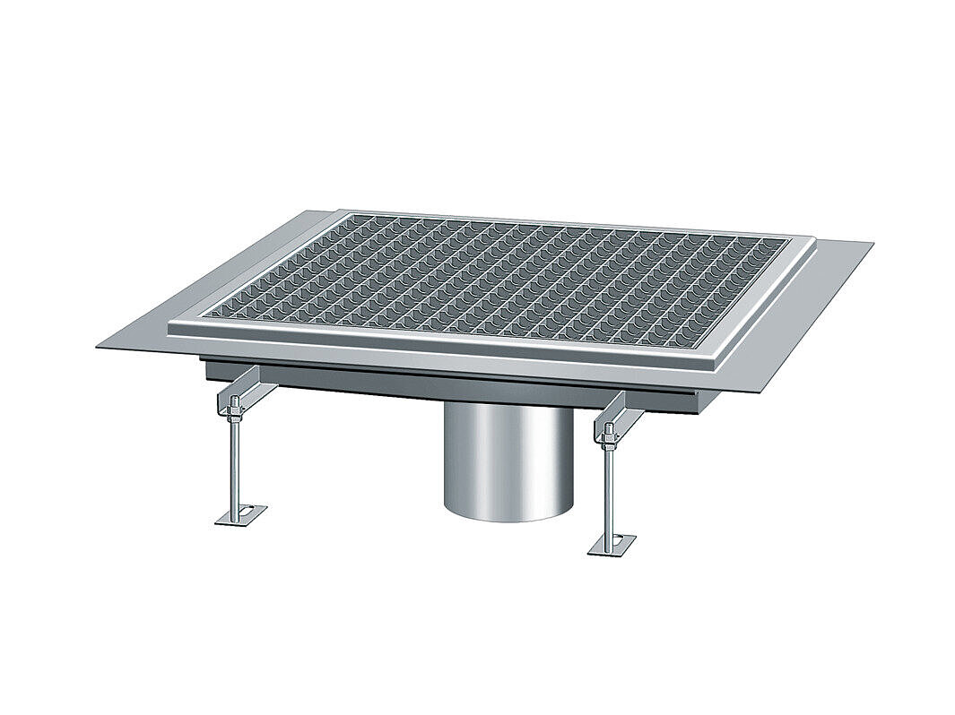 Edelstahlrinnen mit Klebeflansch, welche auch mit Sickerwasseröffnungen versehen werden können