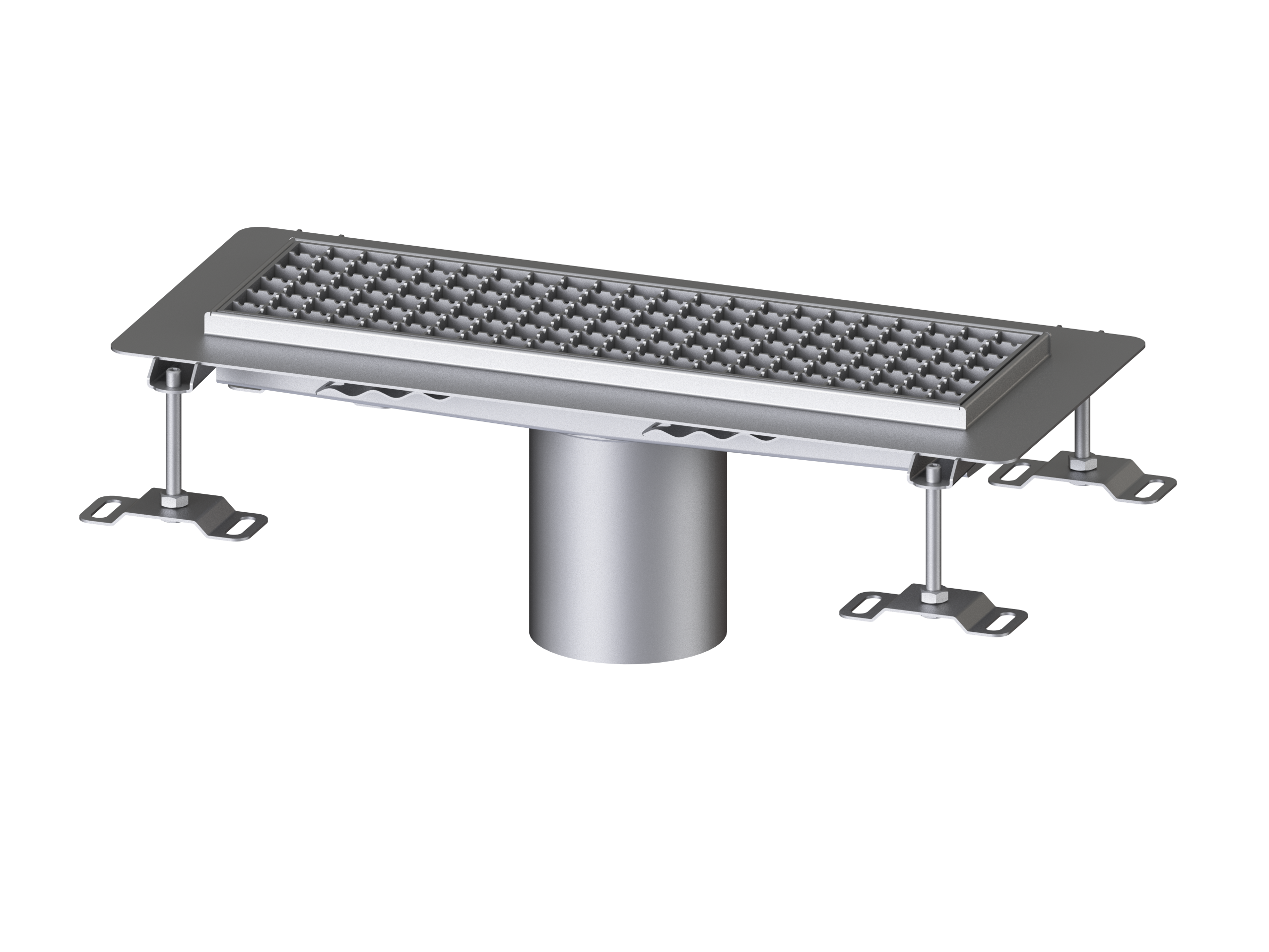 Edelstahlrinnen mit Klebeflansch, welche auch mit Sickerwasseröffnungen versehen werden können