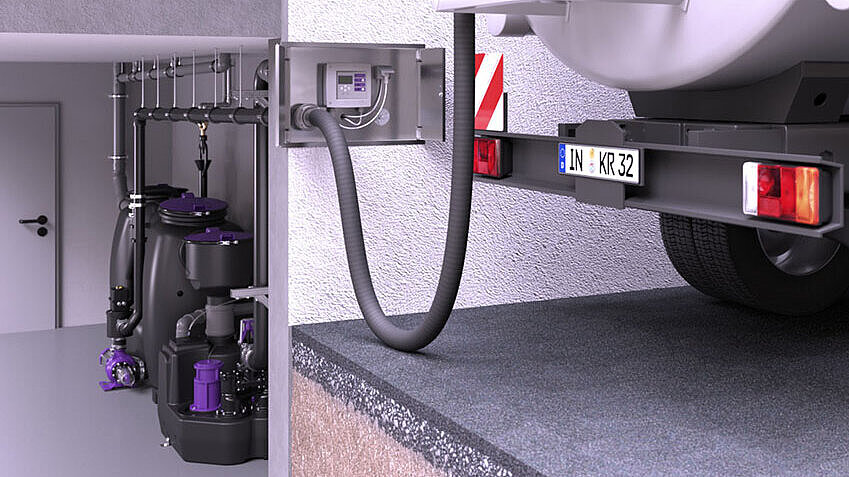 Einbauvorschlag Fettabscheider EasyClean free Auto Mix & Pump bei der Entsorgung Einbauvorschlag Fettabscheider EasyClean free Auto Mix & Pump bei der Entsorgung
