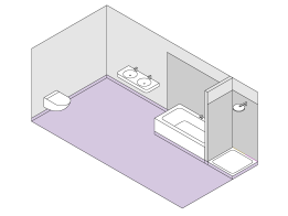 Häusliches Bad mit Badewanne ohne Brause und mit Duschtasse ohne Duschabtrennung. Häusliches Bad mit Badewanne ohne Brause und mit Duschtasse ohne Duschabtrennung.
