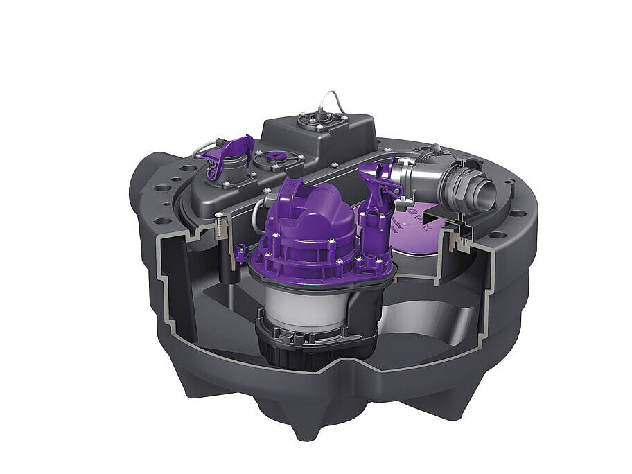 Hebeanlage Aqualift M mit Schnitt.